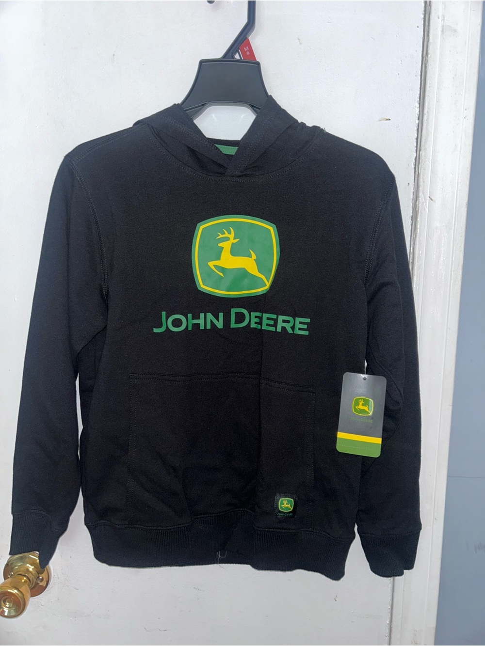 John Deere Black Hoodie with Green and Yellow Logo
